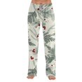 thumbnail image 5 of Lumtrix Christmas Pajama Pants For Women Cute Funny Holly And Berries Print Long Pj Bottoms Soft Comfy Elastic Waist Palazzo Pants Fall Pajamas Army Green 2XL, 5 of 6
