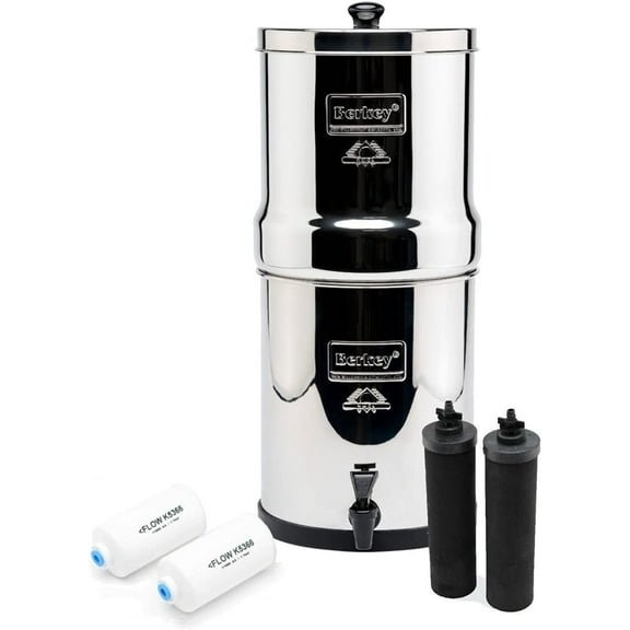 Crown Berkey Gravity-Fed Water Filter with 2 Black Berkey Elements and 2 Berkey PF-2 Fluoride and Arsenic Reduction Elements