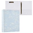 thumbnail image 3 of Blue Floral and Birds Pattern 12.4x10.6in PVC Round Ring Binder, D-Ring 3-Hole, Metal Clip, 200 Sheets, 3 of 10