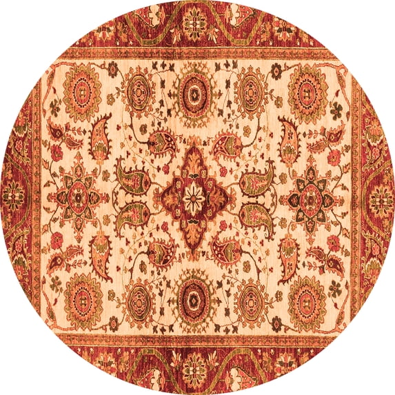 Ahgly Company Indoor Round Oriental Orange Traditional Area Rugs, 6' Round