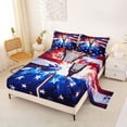 thumbnail image 2 of Castle Fairy Patriotic Lacrosse Stick Bed Sheets 4-Piece, American Flag Splash Full Size Sheets, Red White Blue,1 Fitted Sheet, 1 Flat Sheet and 2 Pillowcases, 2 of 6