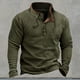 thumbnail image 1 of pstuiky hombres de manga larga, Suéter informal de moda para hombre, color liso, con botones, manga larga y cuello alto. Tops de hombre xxl, 1 of 3