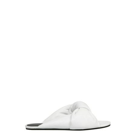 Balenciaga White Drapy Flat Sandals, Brand Size 37 (US Size 7)
