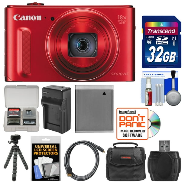 Canon PowerShot SX610 HS Wi-Fi Digital Camera (Red) with 32GB Card 