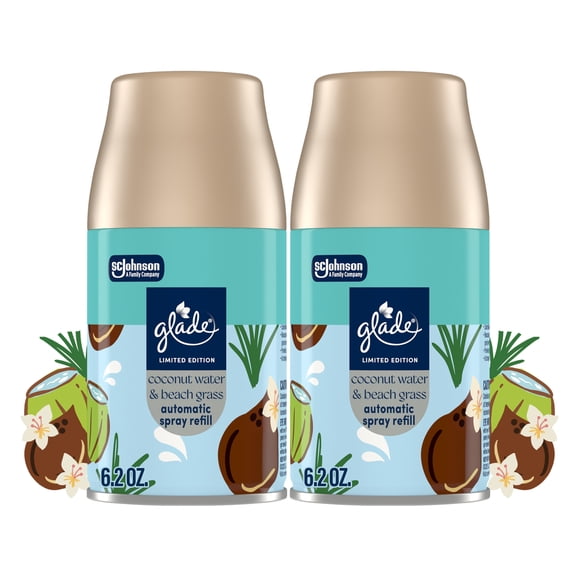 Glade® PlugIns®, Coconut Water & Beach Grass, Large Auto refills, 12.4 oz, 2 Count