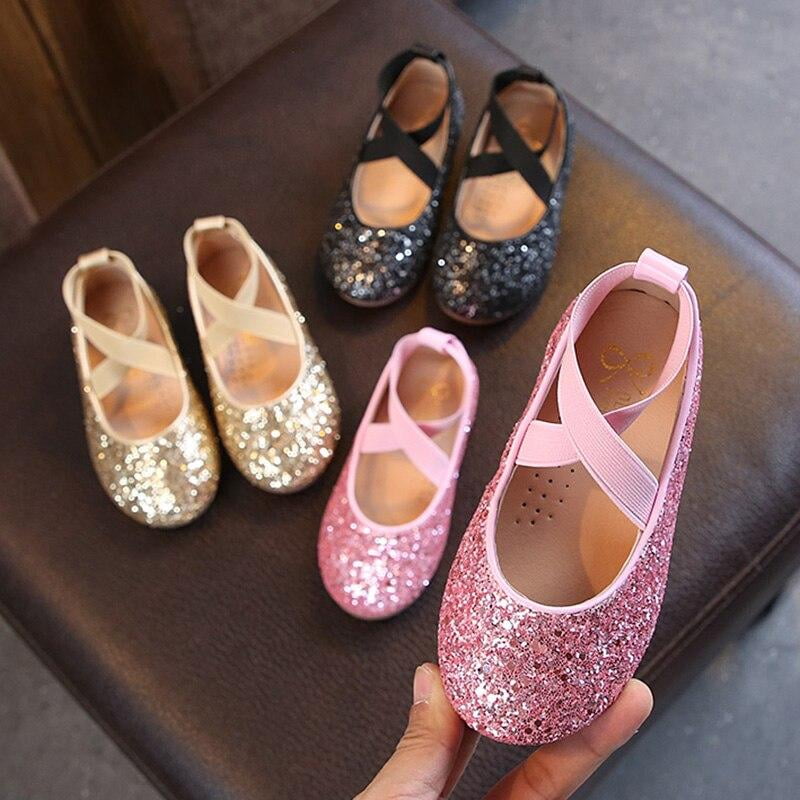 Girls Ballet Flats Baby Dance Party Girls Shoes Glitter Children