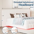 thumbnail image 5 of Merluxy King Size Bed Frame with Oversized Headboard,Floating Design,RGB LED Lights,No Box Spring Needed,Velvet Cream, 5 of 9