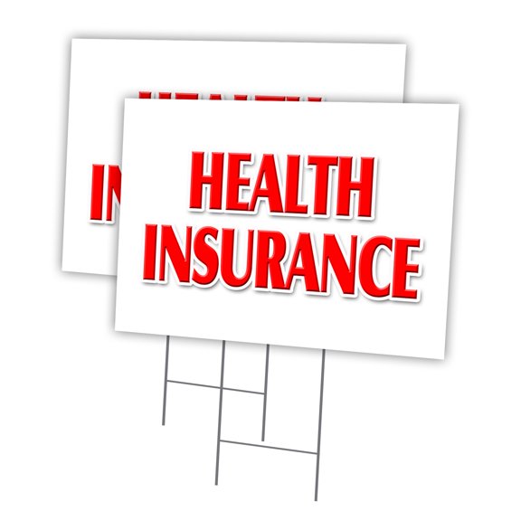 HEALTH INSURANCE 2 Pack Of 18" x 24" Yard Sign & Stake outdoor plastic window | Advertise Your Business | Stake Included Image On Front Only | Made in The USA