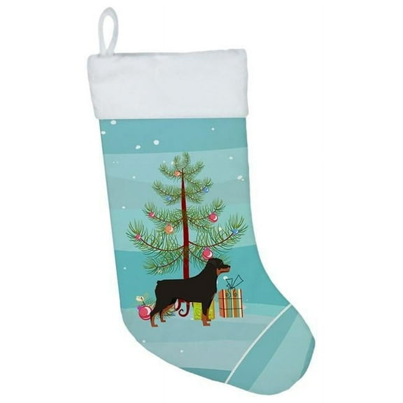 Caroline's Treasures Rottweiler Multi-color Christmas Stocking, with Soft Suede Fabric 18"