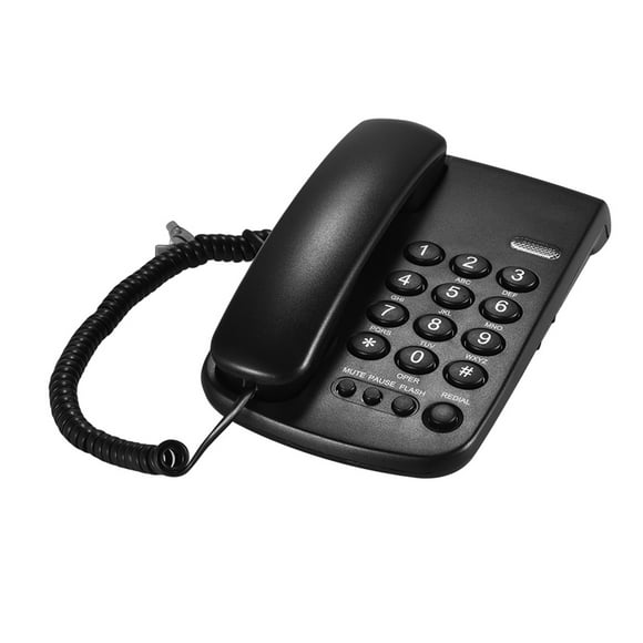 Portable Corded Telephone Phone Pause/ Redial/ Flash/ Mute Mechanical Lock Wall Mountable Base Handset for House Home Call Center Office Company Hotel