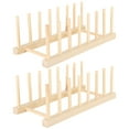 thumbnail image 1 of 2 Set Dish Storage Rack Wooden Kitchen Utensil Organizer Bookshelf Solid Wood Home Ornaments, 1 of 14