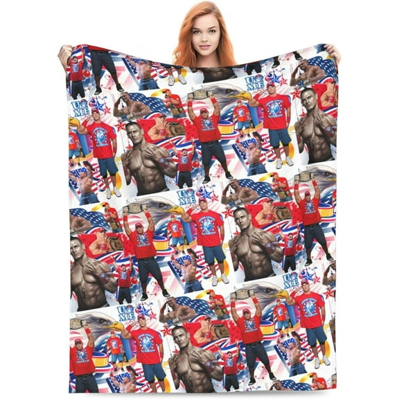 John Wrestler Cena Throw Blanket Comfortable Air Conditioner Blanket Twin Size Blankets for All Seasons Funny Blankets for Chair for Camping 60"x50"