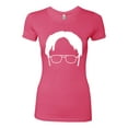 thumbnail image 2 of Wild Bobby, Office Dwight Glasses Face Silhouette Funny Schrute, Pop Culture, Women Slim Fit Junior Tee, Hot Pink, XX-Large, 2 of 4