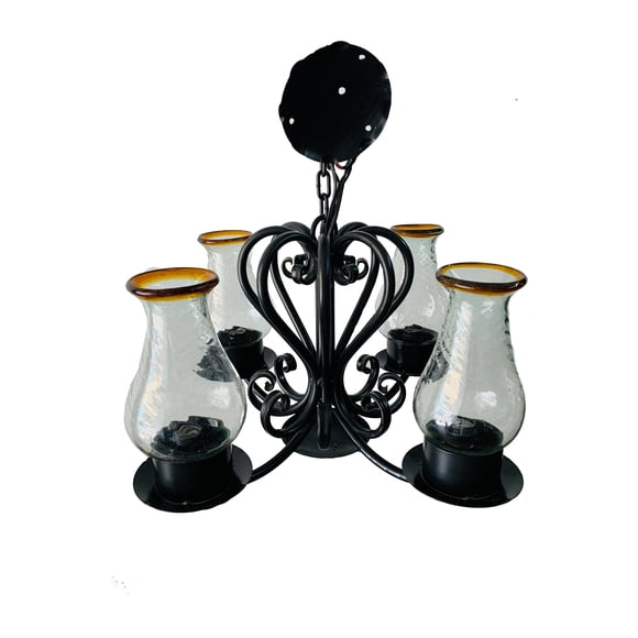 CANDIL 4 FOCOS HERRERIA La Carreta Candil Herreria 4 Luces Negro 40 cm ancho x 56 cm altura