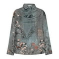 thumbnail image 2 of Womens Silky Satin Shirts Floral Printed Dressy Casual Spring Fall Tops Lapel Cowl Neck Long Sleeve Blouses (XL, Blue), 2 of 5