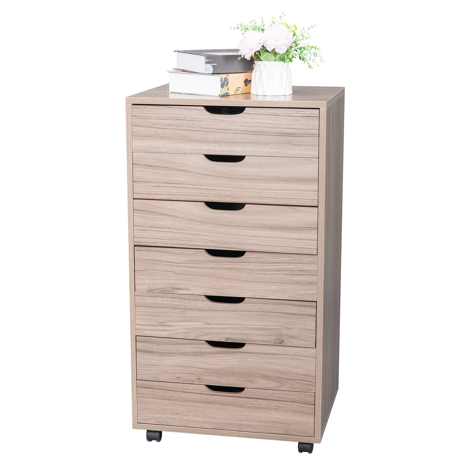 Mdf With Pvc Seven Drawing Wooden Filing Cabinet Grey Oak Color Walmart Com Walmart Com