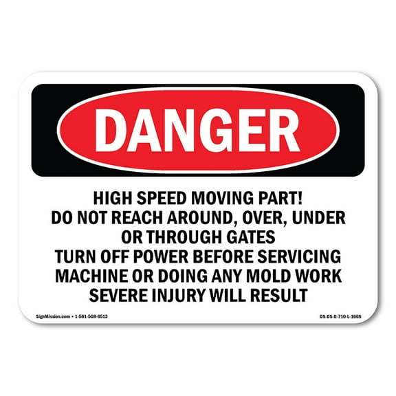 OSHA Danger Sign - High Speed Moving Part | Plastic Sign | Protect Your Business, Construction Site, Warehouse & Shop Area |  Made in The USA