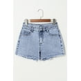 thumbnail image 6 of Women's Beau Blue Rhinestone High Waist Denim Shorts with Raw Hem - [ZhiHiMeRi] | 10, 6 of 12
