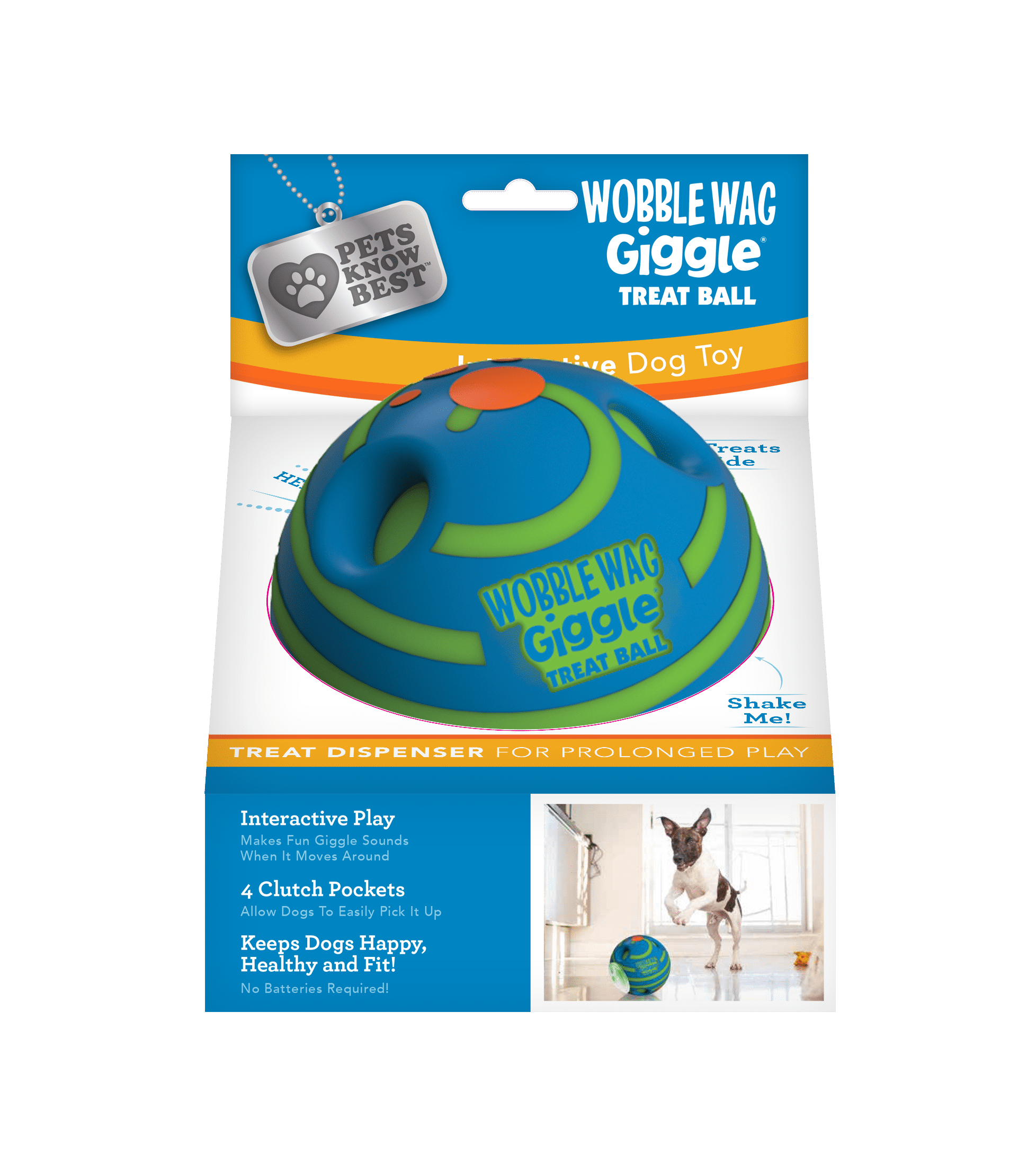 Pets Know Best Wobble Wag Giggle Treat Ball, Interactive Dog Toy