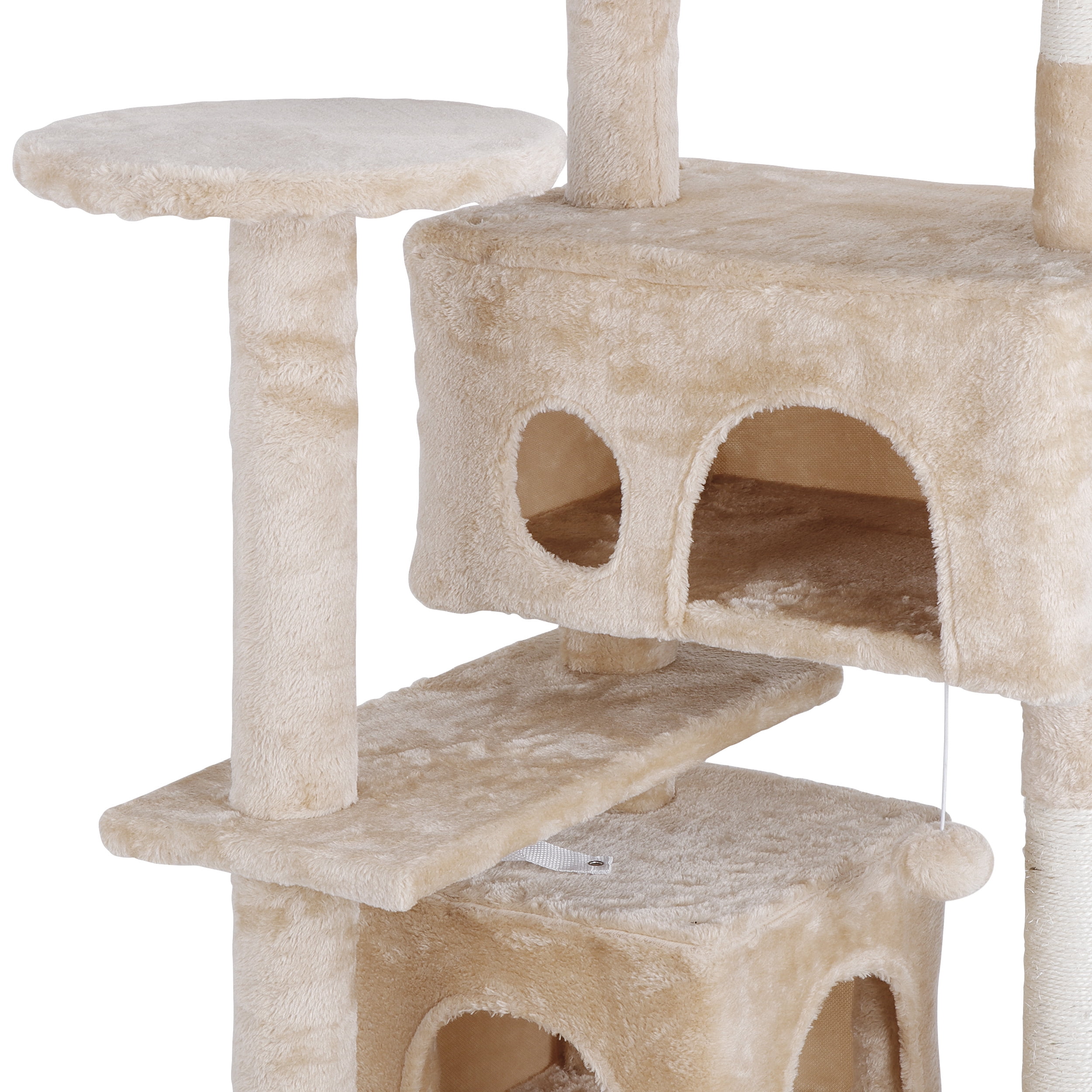 ZENY 53" Cat Tree Multi-Levels Condos Scratching Post Tower Play House, Beige