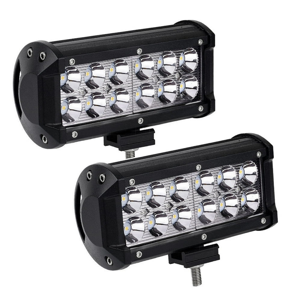 2pcs 36W 7Inch Spot LED Work Light Bar OffRoad Square Super Bright 4