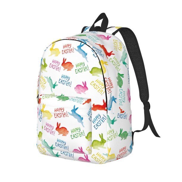 Disketp Happy Easter Rabbit Mochila de Lona Estampada, Mochila Escolar de Viaje Ligera para Estudiantes y Portátil-Medium