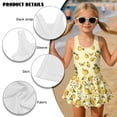 thumbnail image 4 of FOR U DESIGNS Girls One Piece Swimsuit with Skirt Comfortable Hawaiian Swimwear with Skirt Modest Beach Swim Dress 3-13 Years, Butterfly Lemon Rose, 4 of 7