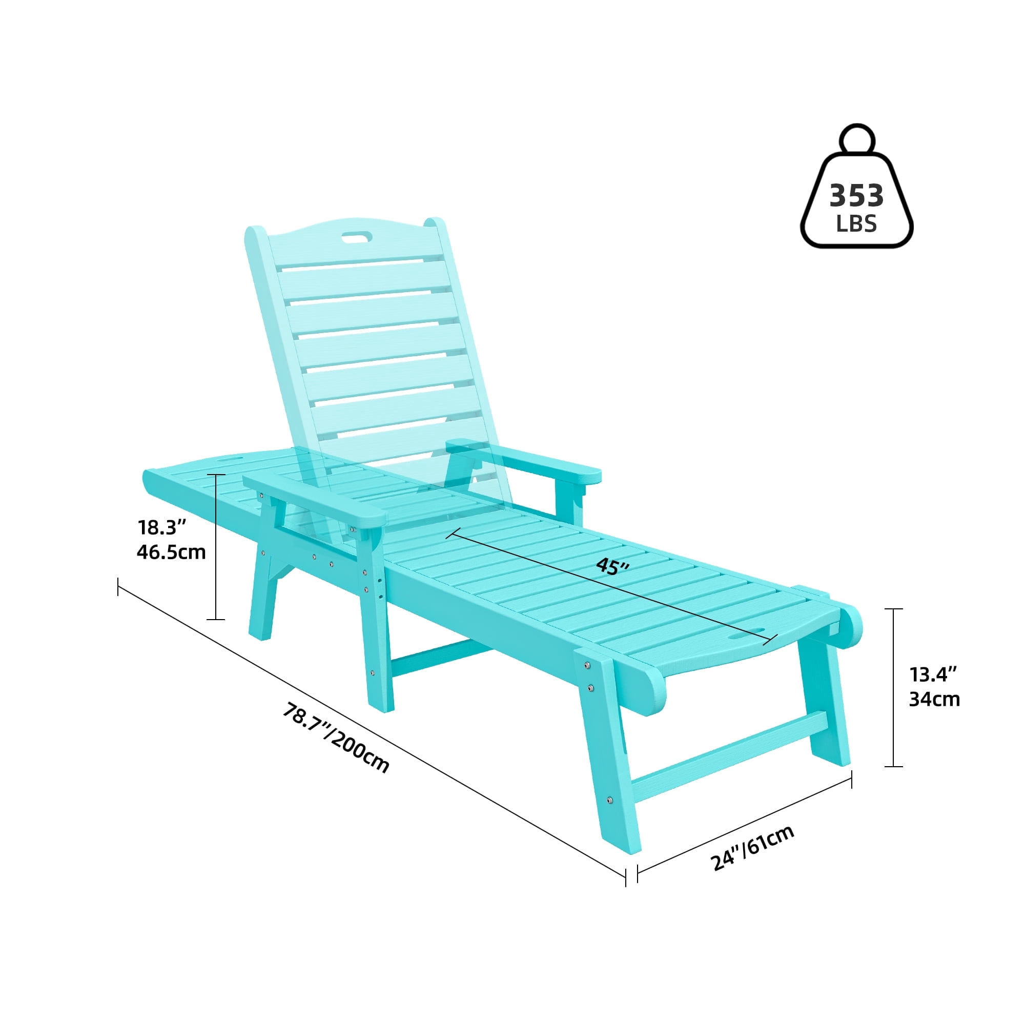 Uforic 4Pcs Outdoor Chaise Lounge Chairs with Adjustable Backrest, Heavy Duty Hips Resin Patio Lounger with Wide Armrest