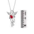 thumbnail image 2 of Rylos Sterling Silver Guardian Angel Necklace with 6X4MM Ruby & Sparkling Diamonds -  18" Chain Exquisite Birthstone Jewelry, 2 of 5