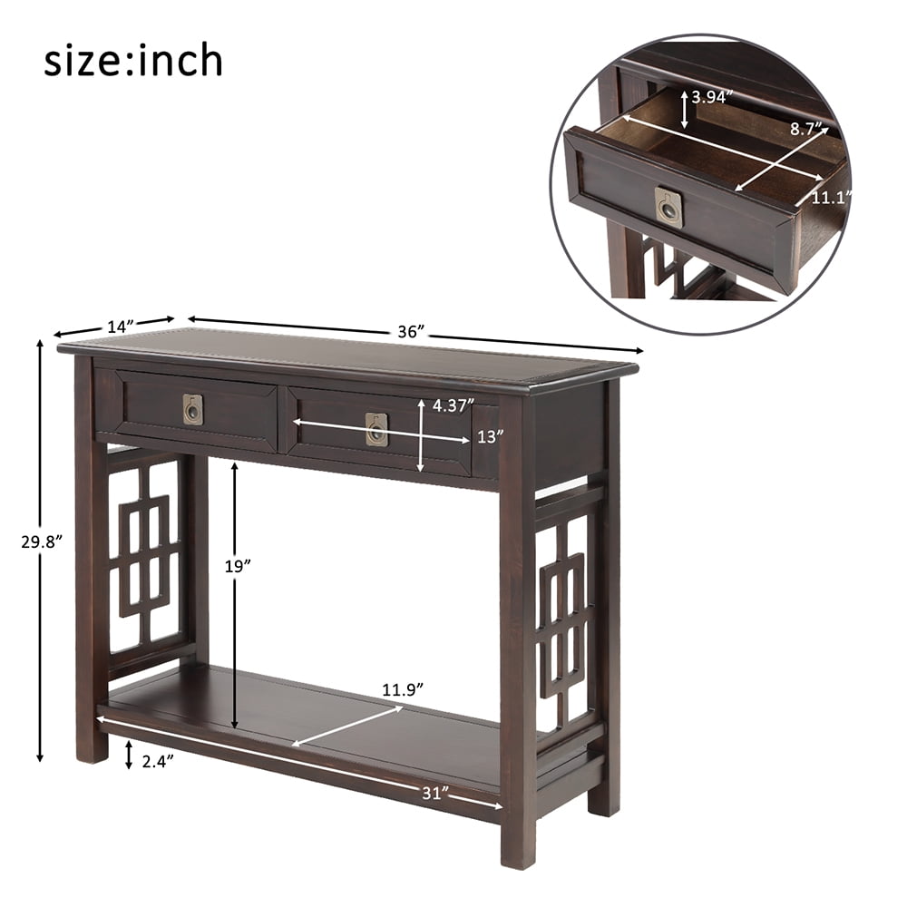 Lowestbest Classic Console Table, Bottom Shelf Console Sofa Table, Entryway Accent Sofa Table with 2 Drawers, Espresso Lowestbest Classic Console Table, Bottom Shelf Console Sofa Table, Entryway Accent Sofa Table with 2 Drawers, Espresso