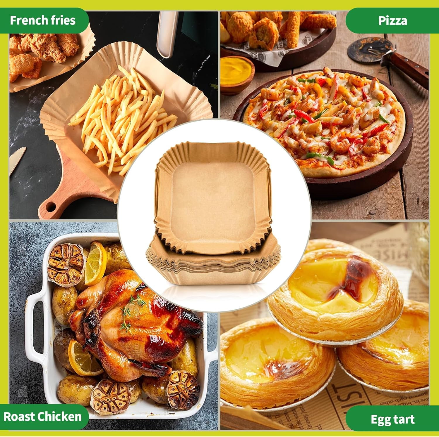 150 PCS Air Fryer Disposable Paper Liners,8 Inch Square Parchment Disposable Paper Liner for 5-8QT Air Fryer,Baking, Roasting and Microwave, Non-Stick Airfryer Accessories
