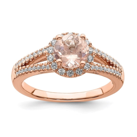 Diamond2Deal 14k Rose Gold Lab Grown Diamond & Morganite Halo Engagement Ring for Women Size 7
