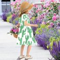 thumbnail image 5 of FORMRS Girls Short Sleeve Dress Summer Casual Round Neck A-line Beach Sundress, Sizes 2T-8T, Cactus Pattern, 5 of 8
