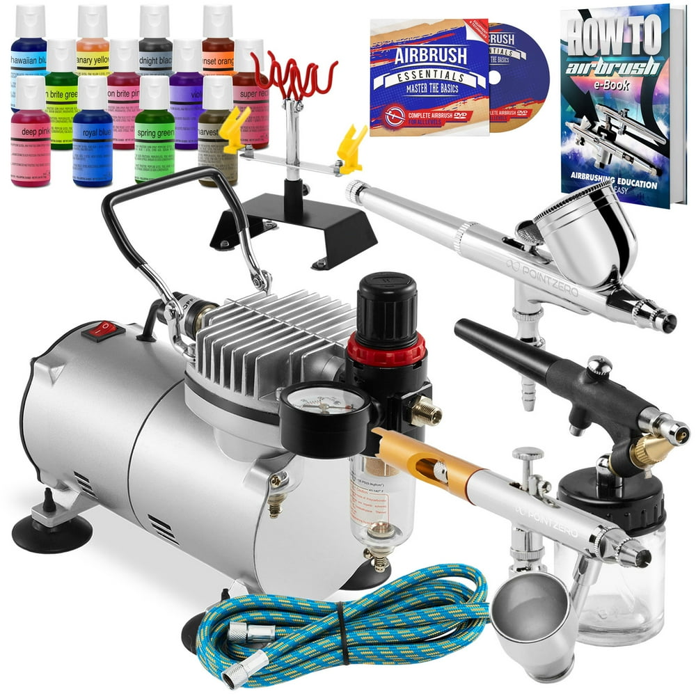 PointZero Cake Airbrush Decorating Kit 3 Airbrushes, Compressor, and