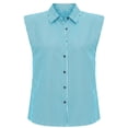 thumbnail image 5 of Feancey Women's Sleeveless Button Down Shirts Striped Casual Collared Work Blouses Loose Fit Dressy Office Tank Tops Summer Trendy Clothes Blue XXL, 5 of 8