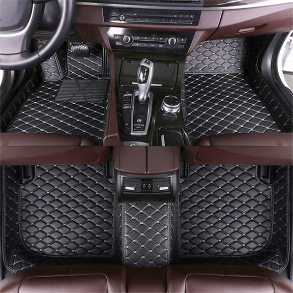 Leadwolf Automotive Floor Mats & Cargo Liners for Mercedes-Benz S-Class 2014-2021 W222/C217/A217 4Matic All Weather PU Leather Auto Liners Anti-Slip Automotive Floor Mats Beige-Black