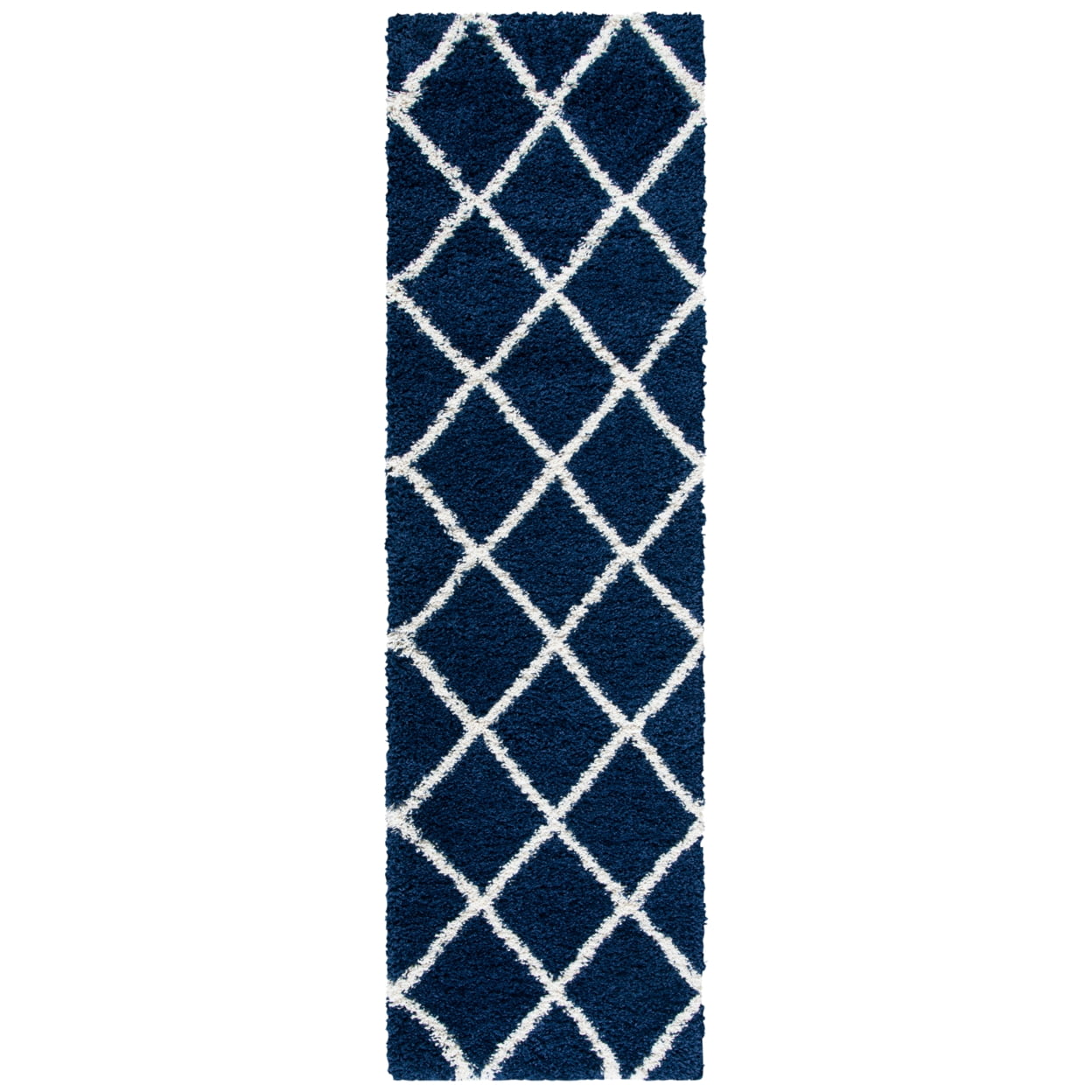 SAFAVIEH Hudson Jackson Trellis Shag Area Rug, Navy/Ivory, 8' x 10'