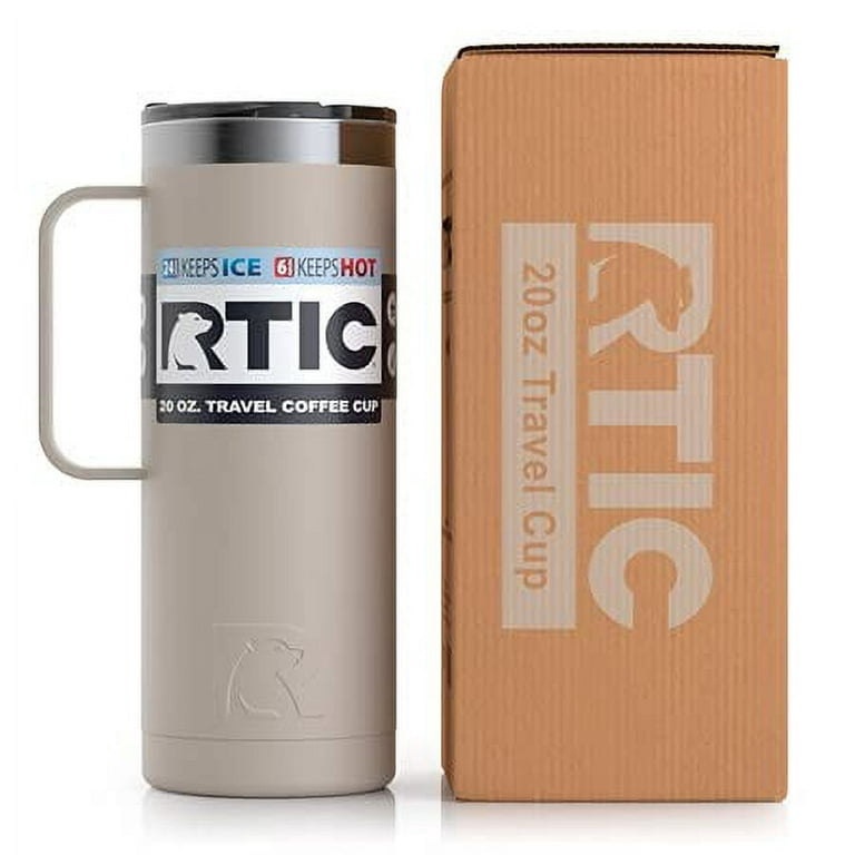 RTIC Travel Mug with Handle, 20 oz, Beach, Portable Thermal  Camping Cup, Vacuum-Insulated with Lid, Stainless Steel, Sweat Proof, Keeps  Hot & Cold Longer: Tumblers & Water Glasses