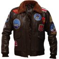 thumbnail image 5 of Outfit Craze Men Brown G1 Military WW2 Air Force Bomber Cowhide Leather Jacket (2X), 5 of 6