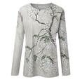 thumbnail image 3 of Long Sleeve Tops for Women Fall Ethnic Floral Business Womens Tunic Tops Casual Crewneck Slim Fit Graphic Western Shirts for Women Long Sleeve Blouses, 3 of 5