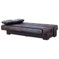 thumbnail image 3 of JERFIT Convertible Sofa Bed with Storage, Brown PU Leather Futon Couch Bed for Small Spaces, Guest Room, 3 of 5