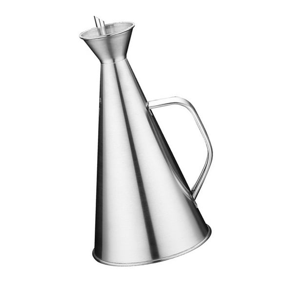 ORDDIART 1Pcs Modern Leakproof Cooking Oil Dispenser for Kitchen Stainless Steel Silver 11.8 x 11.8 x 8.5in