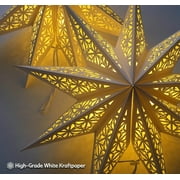 WUQUAN-Christmas Star Paper Lantern with Fairy Lights Hanging Lighted Paper Star Lampshade for Indoor Holiday & Party Decorations, Home & Window Dcor