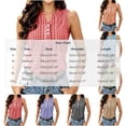 thumbnail image 2 of Vivianyo HD Women's Plaid Sleeveless Henley Top, Pleated Front Partial Button Blouse, Casual Vest for Women, Sizes S-2XL, 2 of 7