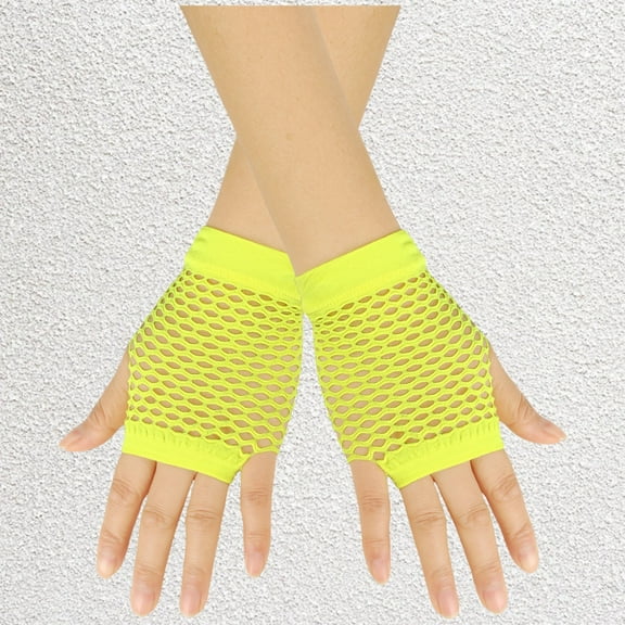 Short Fishnet Gloves Fingerless for Women Fish Net Mesh Goth 80s Scene Accessories