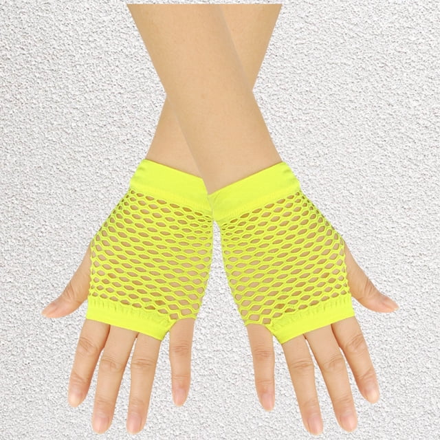 Gants Mitaines Courtes en Résille Sans Doigts pour Femmes Accessoires de Scène des Années 80