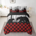 thumbnail image 2 of Homewish Animal Bear 7 Pieces Bedding Comforter Set for Teens Boys Girls,Black Red Grey Full Bedding Set Lightweight,Geometric Plaid Fitted Sheet Flat Sheet,Luxury Bedroom Decor,Reversible, 2 of 8