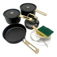 thumbnail image 1 of Juego de utensilios de cocina para acampar Kusrkot con asas plegables 1 Sartén 1 Hervidor 1 olla pequeña 1 olla grande 4 tazones pequeños 2 platos, 1 of 8