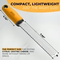 thumbnail image 5 of Orblue Lemon Zester & Cheese Grater - Premium Citrus Zester, Kitchen Grater for Parmesan, Chocolate, Fruits, Vegetables, Ginger, Garlic, Nutmeg - Stainless Steel Blades with Protective Cover, Orange, 5 of 9