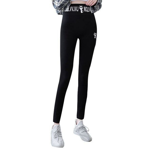 Gibobby Mujeres Pantalones Térmicos Leggings Mallas exteriores elásticas delgadas para levantamiento de cadera con estampado cálido de felpa de invierno(P,Talla única)